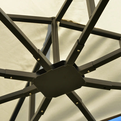 12' x 10' Outdoor Gazebo, Double Tier Roof, Removable Mesh, Beige Gazebos at Gallery Canada