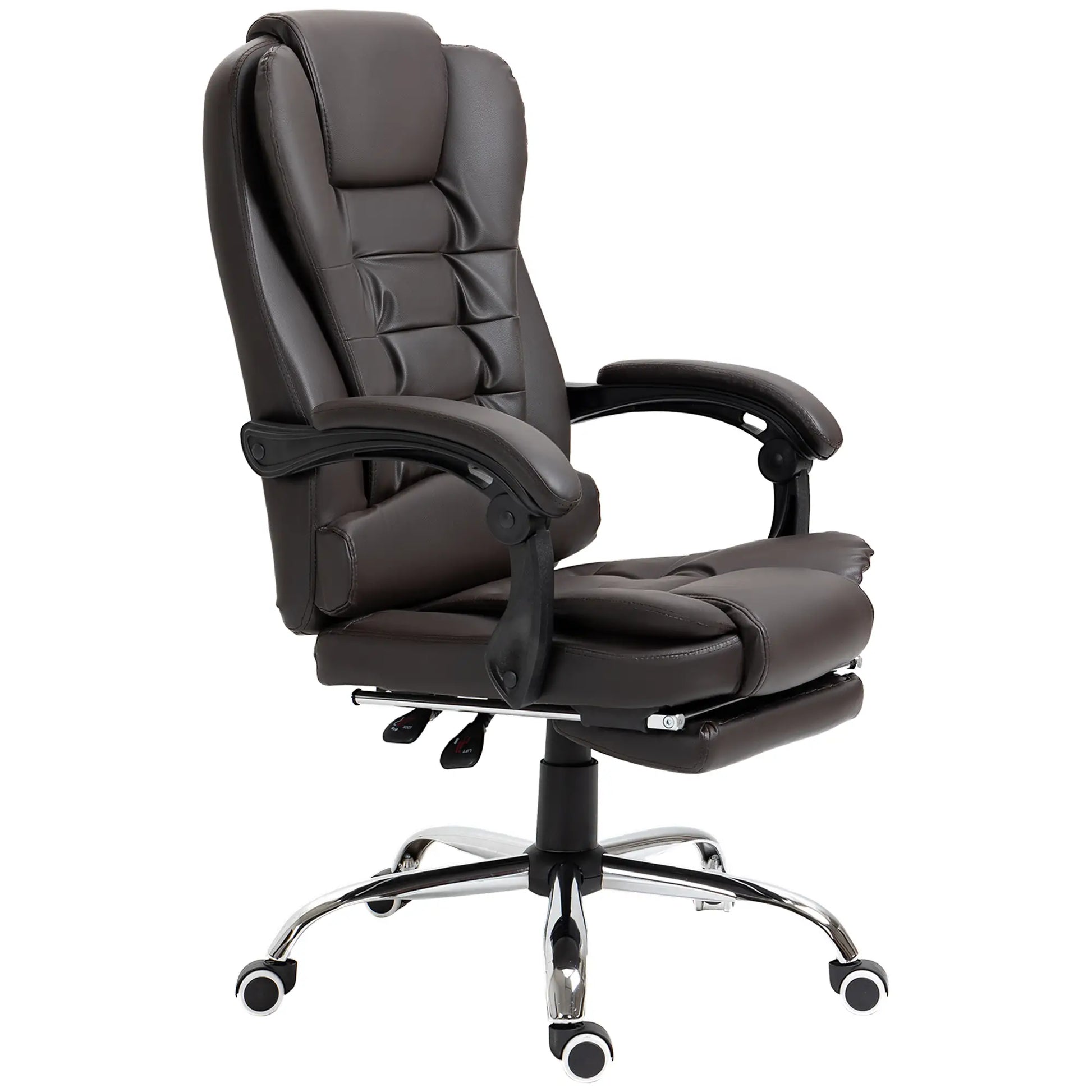 High Back Office Chair, PU Leather, Retractable Footrest, Padded Armrest, Coffee Executive & Manager Chairs at Gallery Canada
