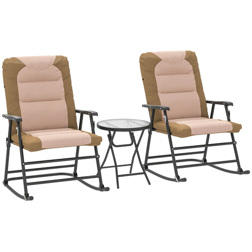 3-Piece Foldable Rocking Chair Set, Light Brown