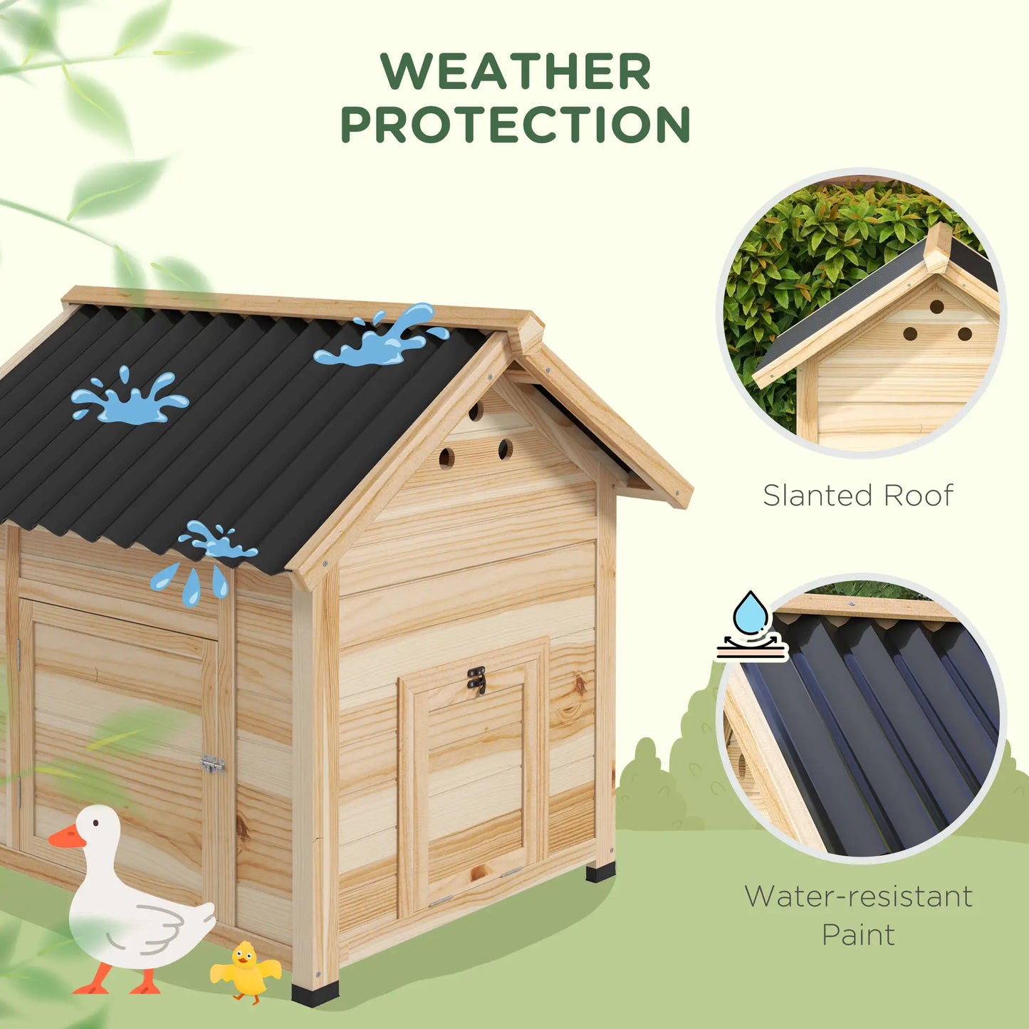Wooden Duck Coop With Openable Roof, Double Doors, Natural Wood Chicken Coops at Gallery Canada