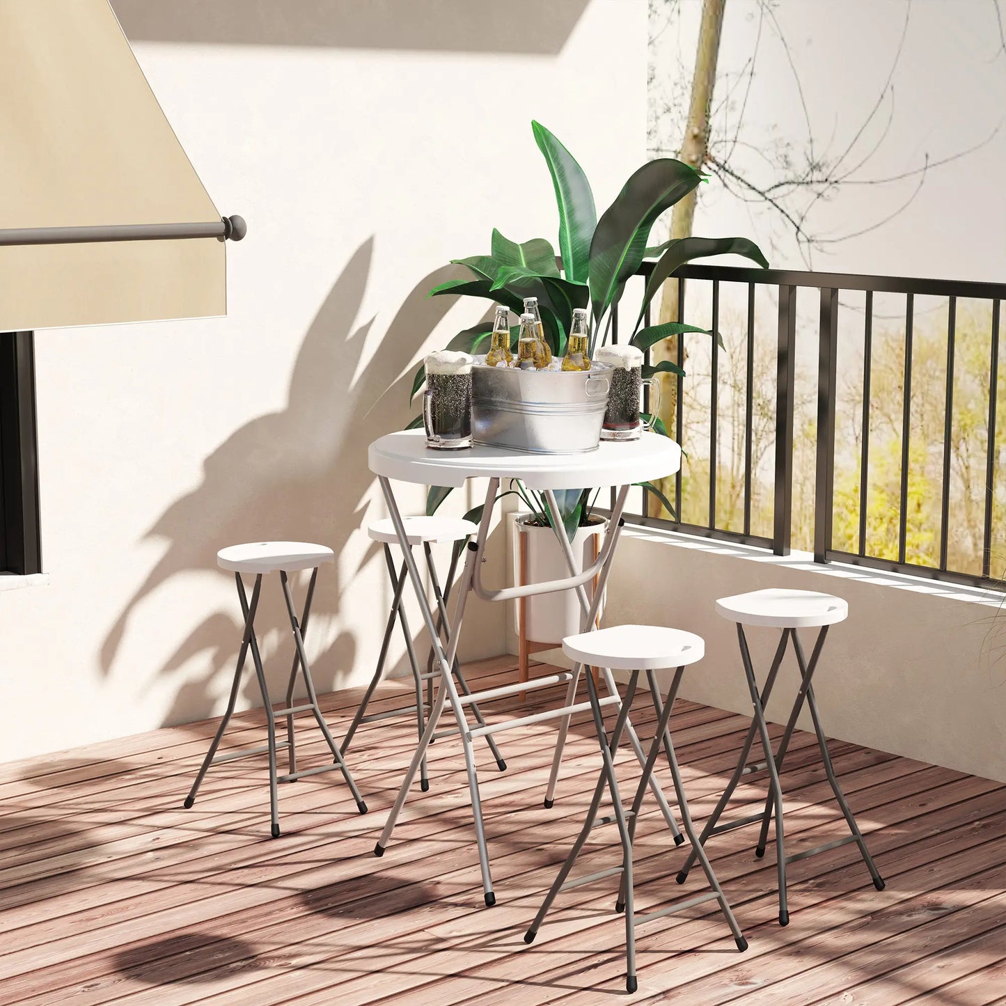 Set of 4 Folding Bar Stools, 29" Counter Height, Footrest Bistro Sets at Gallery Canada