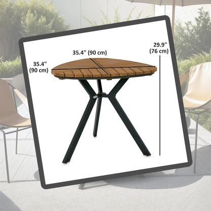 35.4" Outdoor Dining Table, Slatted Acacia Wood Top, Steel Legs Patio Dinning Tables at Gallery Canada