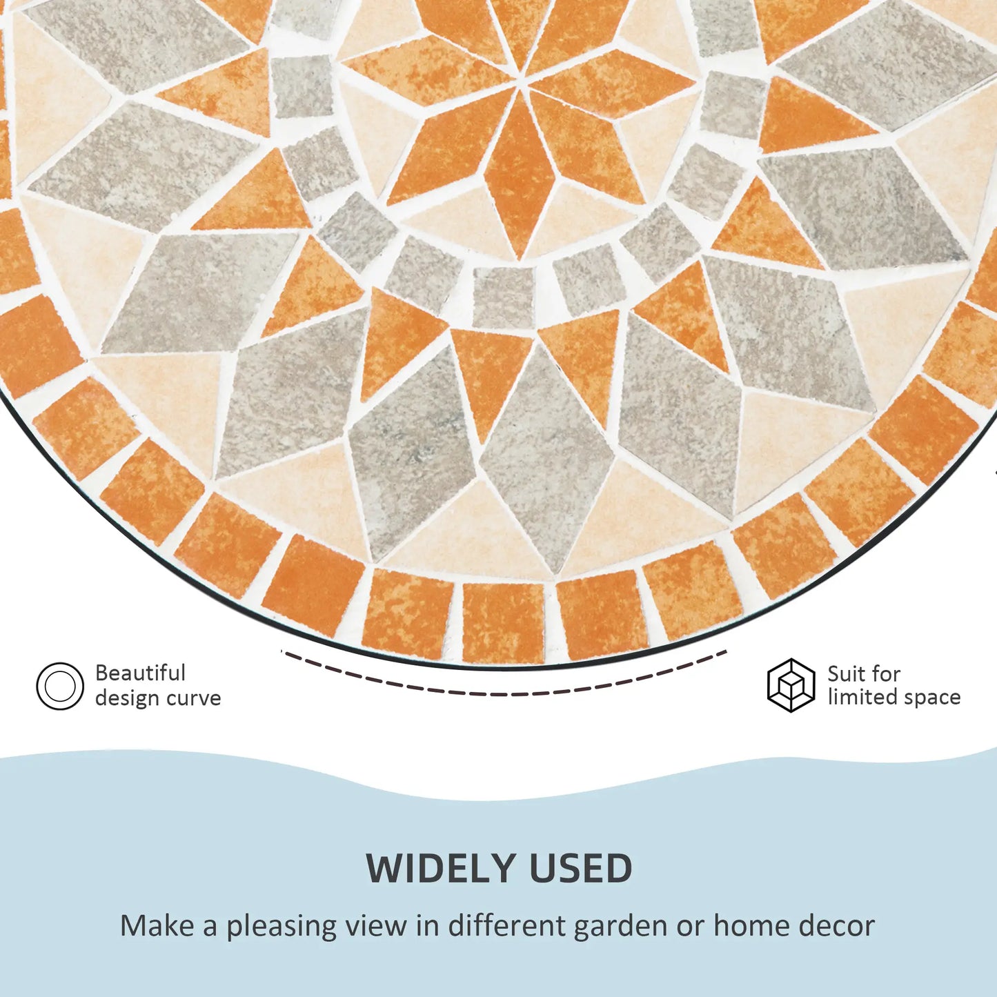 Round Mosaic Patio Table, Metal Frame, Outdoor Garden Furniture, Yellow Grey Patio Side Tables at Gallery Canada