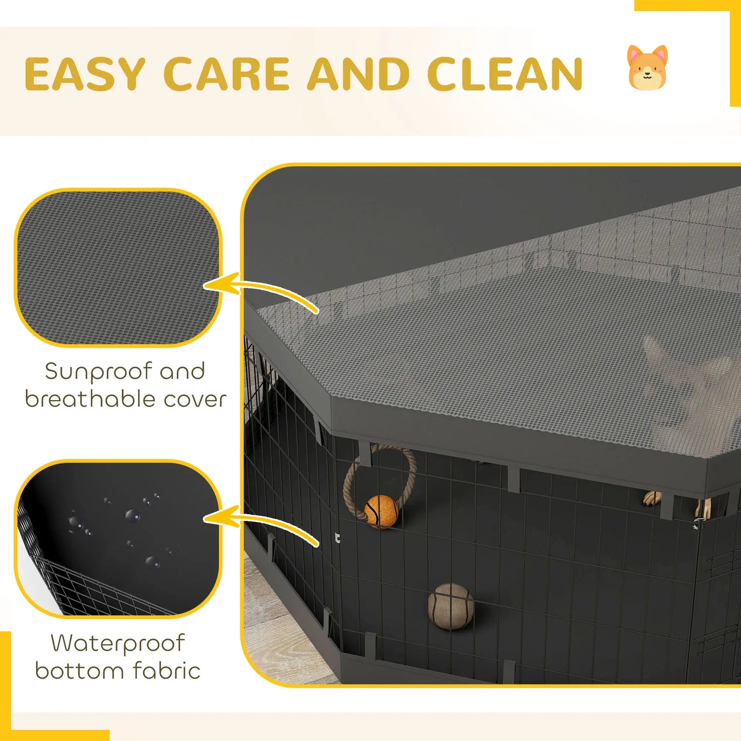 8 Panels Foldable Dog Playpen, 24" High, With Bottom Pad, Top Cover Houses, Kennels & Pens at Gallery Canada