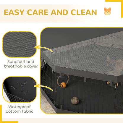 8 Panels Foldable Dog Playpen, 24" High, With Bottom Pad, Top Cover Houses, Kennels & Pens at Gallery Canada
