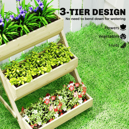 3 Tier Elevated Planter Box, Wooden Raised Garden Bed, 26" x 30" x 30", Green Elevated Garden Beds at Gallery Canada