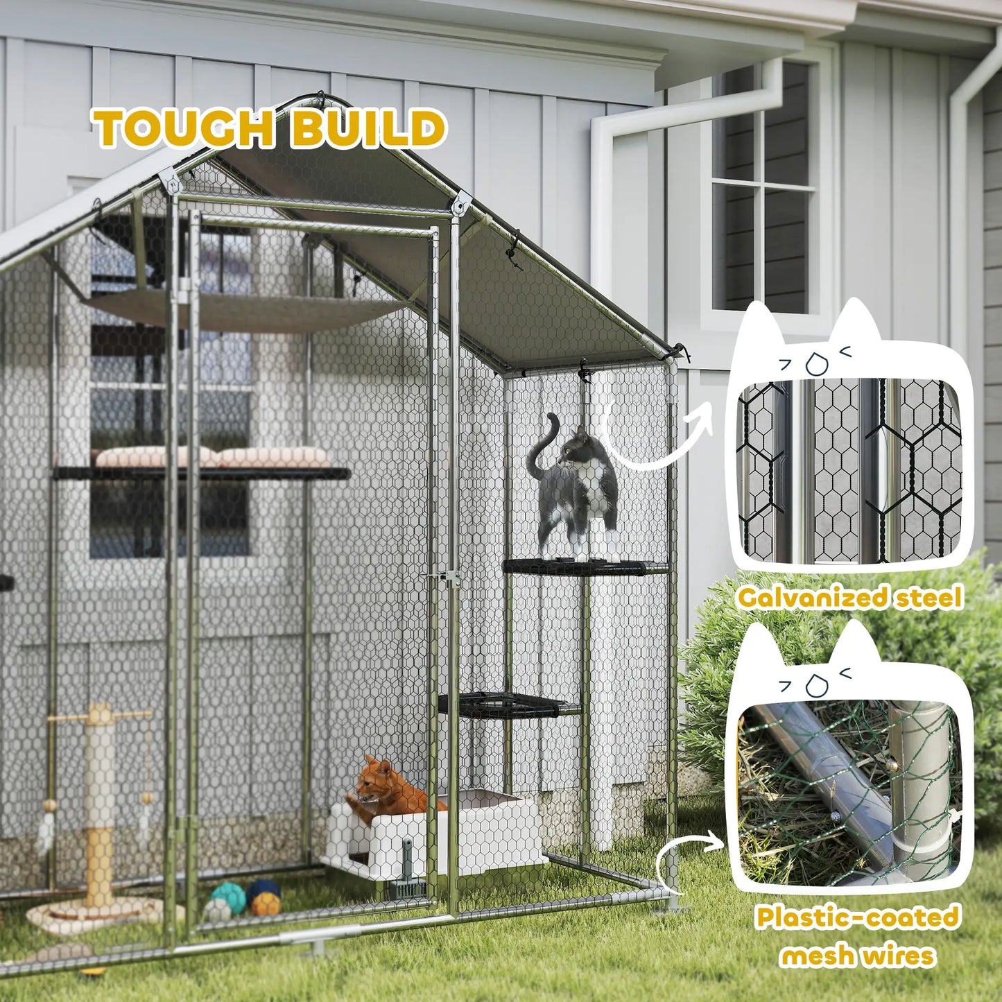 Large Cat Enclosure, Waterproof Cover, 5 Platforms, Hammock Outdoor Cat Enclosures at Gallery Canada
