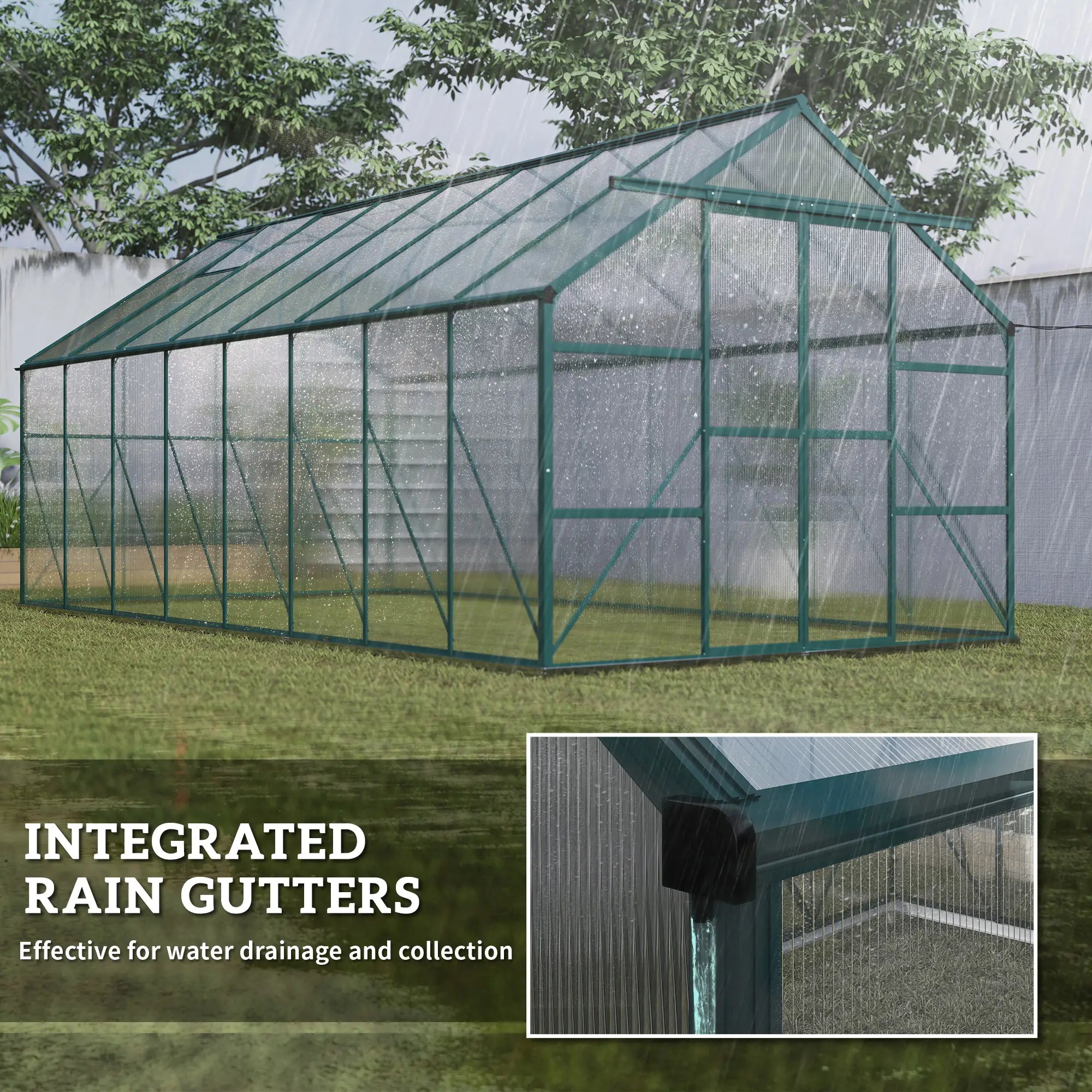 16' x 8' Aluminum Polycarbonate Greenhouse, Walk-In, Adjustable Roof Vent, Green Walk In Greenhouses at Gallery Canada