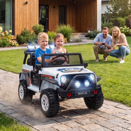 12V 2-Seater Ride on Truck Car, White Electric Toy Cars White at Gallery Canada