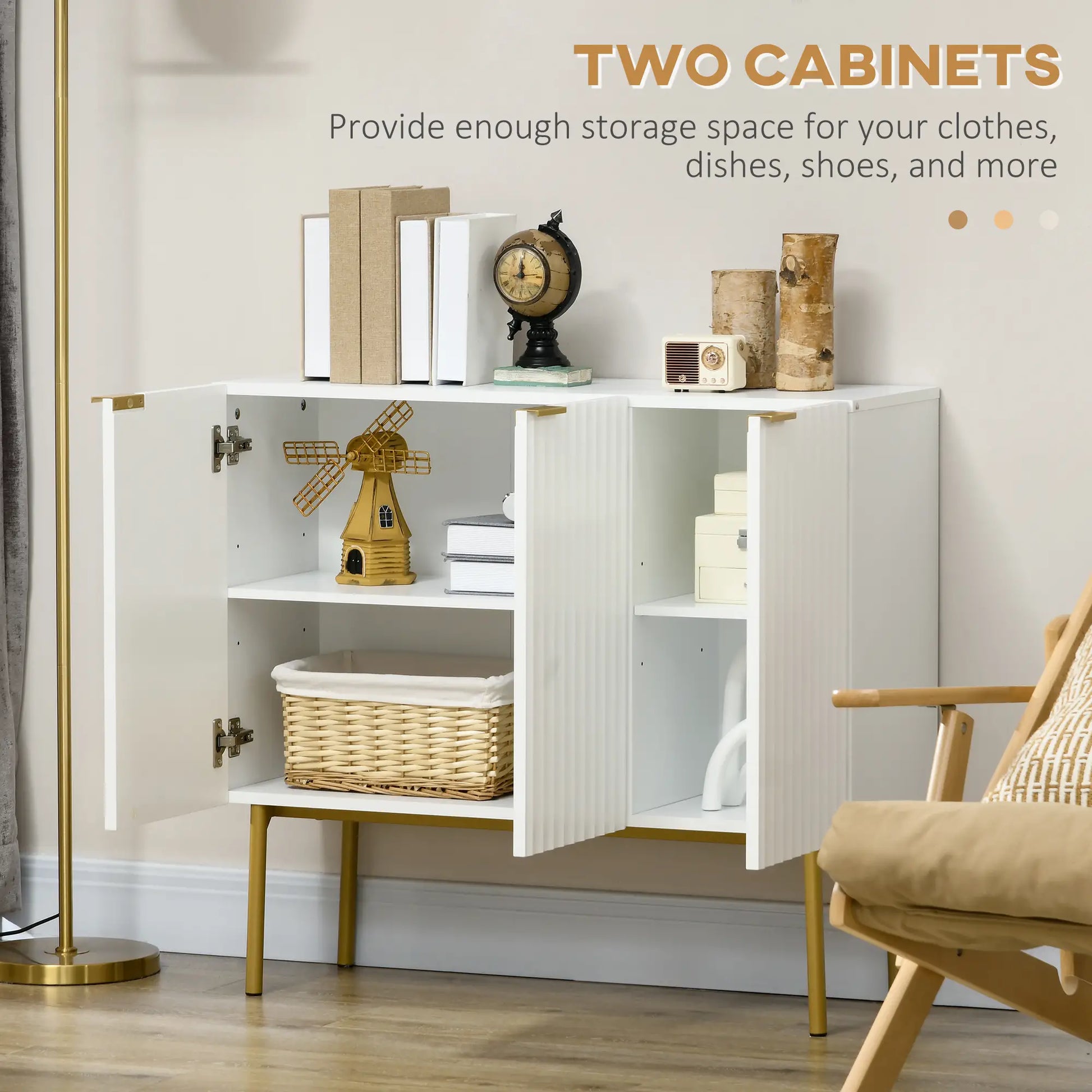 Modern Storage Cabinet, Sideboard Buffet, Gold Legs, White Storage Cabinets at Gallery Canada