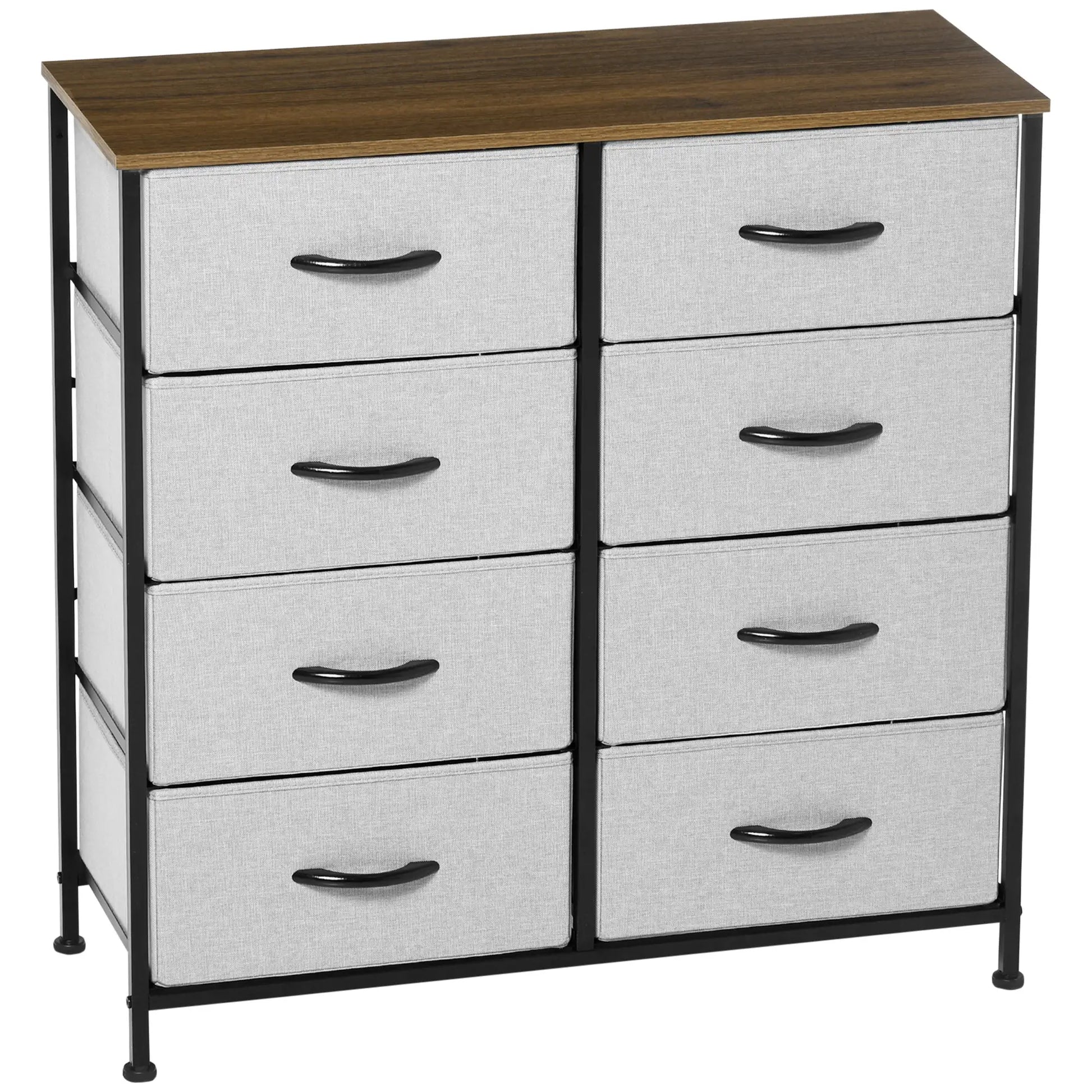8 Drawer Dresser, Fabric Chest, Steel Frame, Wood Grain Top, Grey Storage Cabinets Grey, Brown, Black at Gallery Canada