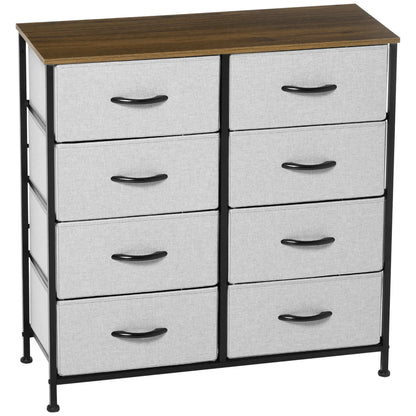 8 Drawer Dresser, Fabric Chest, Steel Frame, Wood Grain Top, Grey Storage Cabinets Grey, Brown, Black at Gallery Canada