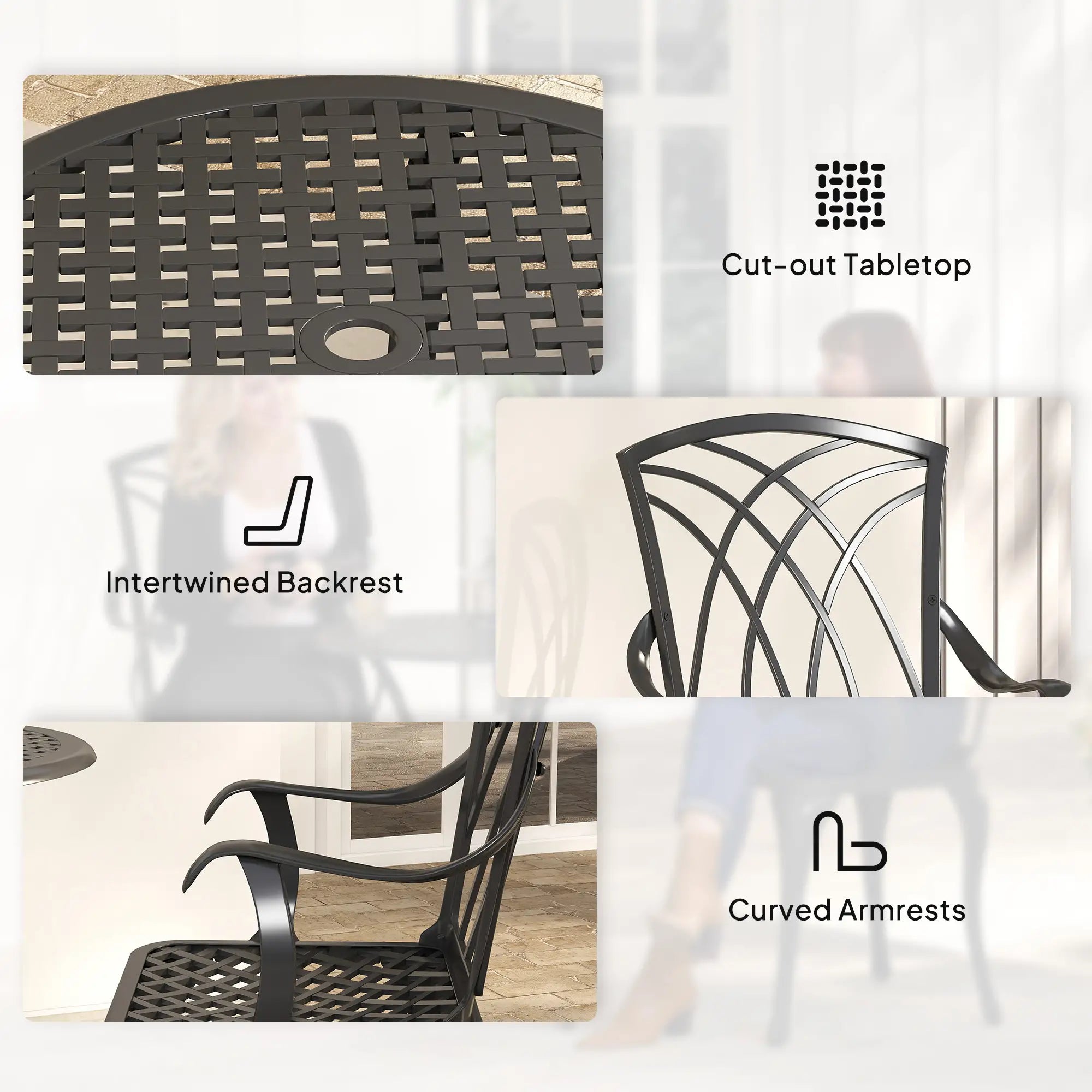 3 Pc Patio Bistro Set, Cast Aluminum, Coffee Table, 2 Armchairs, Brown Bistro Sets at Gallery Canada