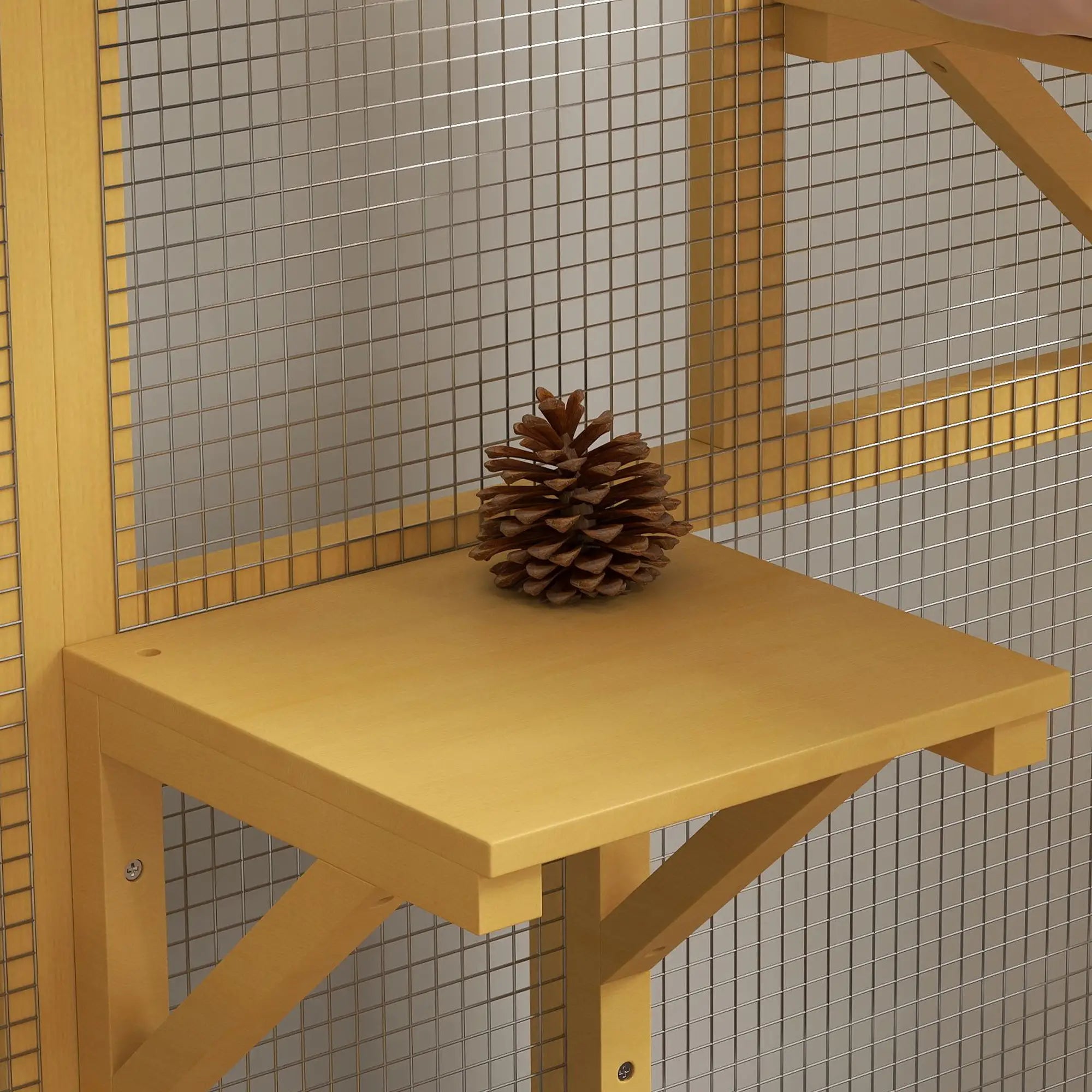 Wooden Cat Condo on Wheels, Cat Flap Door, Hammock, Openable Top, 2 Cats, Yellow Outdoor Cat Enclosures at Gallery Canada