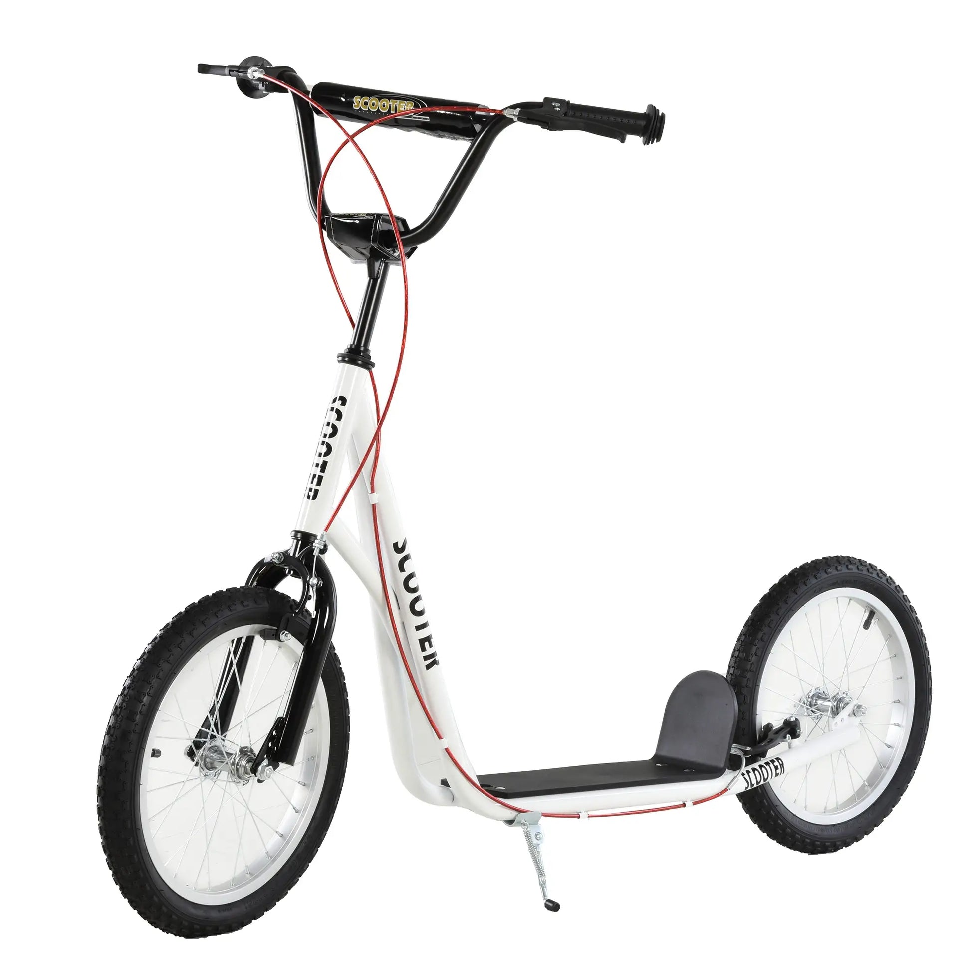 Kids Kick Scooter, 5+ Years, 16'' Inflatable Wheel, Dual Brakes, White Scooters White at Gallery Canada