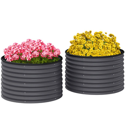 Set of 2 Raised Garden Beds, Metal Planter Box, Dark Grey Galvanized Planter Boxes at Gallery Canada