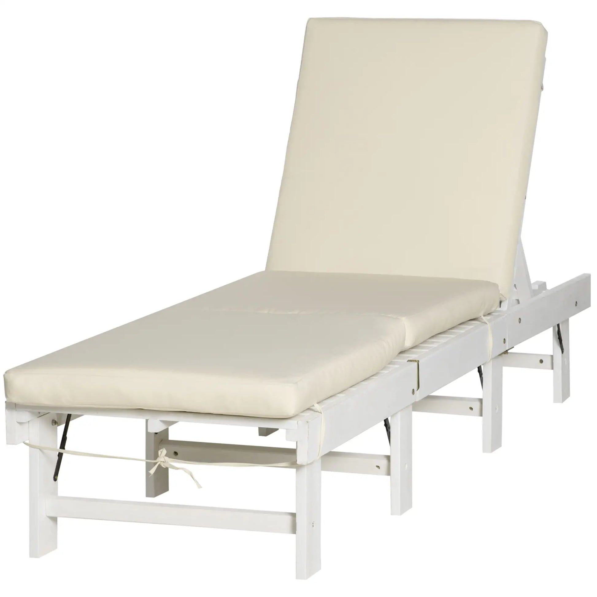Wooden Folding Chaise Lounge, Outdoor Chair, Adjustable Back, White Chaise Loungers at Gallery Canada