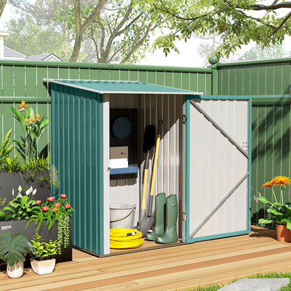 3.3' x 3.4' Lean-To Garden Shed, Galvanized Steel, Lockable Door, Green Sheds at Gallery Canada