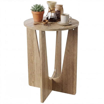 Round Side Table, Compact End Table, Curved Legs