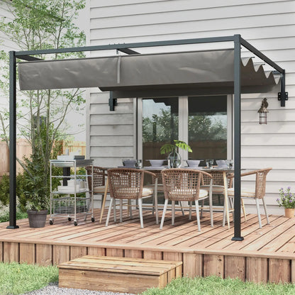 Pergola métallique 10' x 7', toit rétractable pour terrasse de jardin avec barbecue