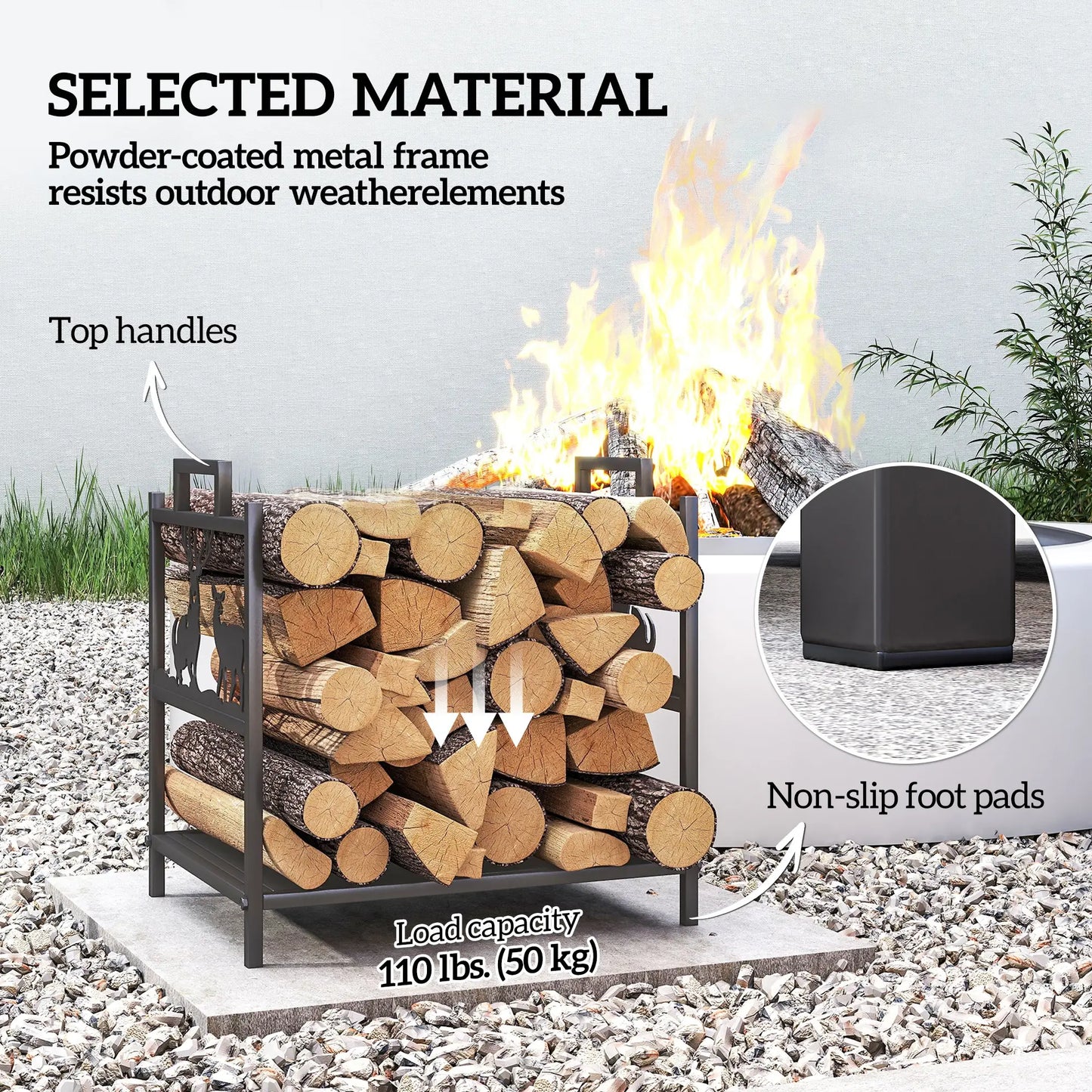 Heavy Duty Log Stand, Firewood Rack Outdoor, Black Firewood Racks at Gallery Canada