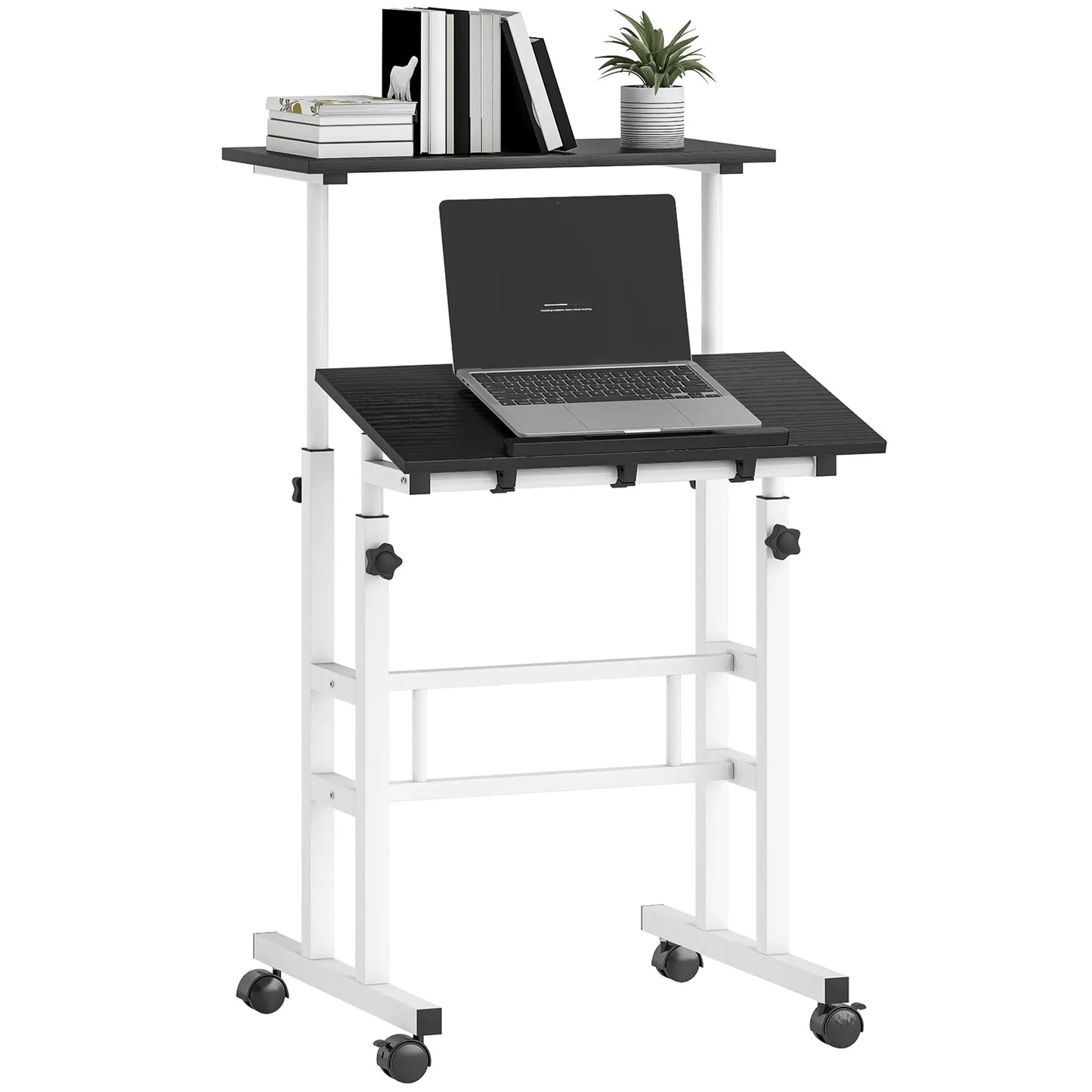 Height Adjustable Standing Desk with Wheels, Black Computer Desks at Gallery Canada