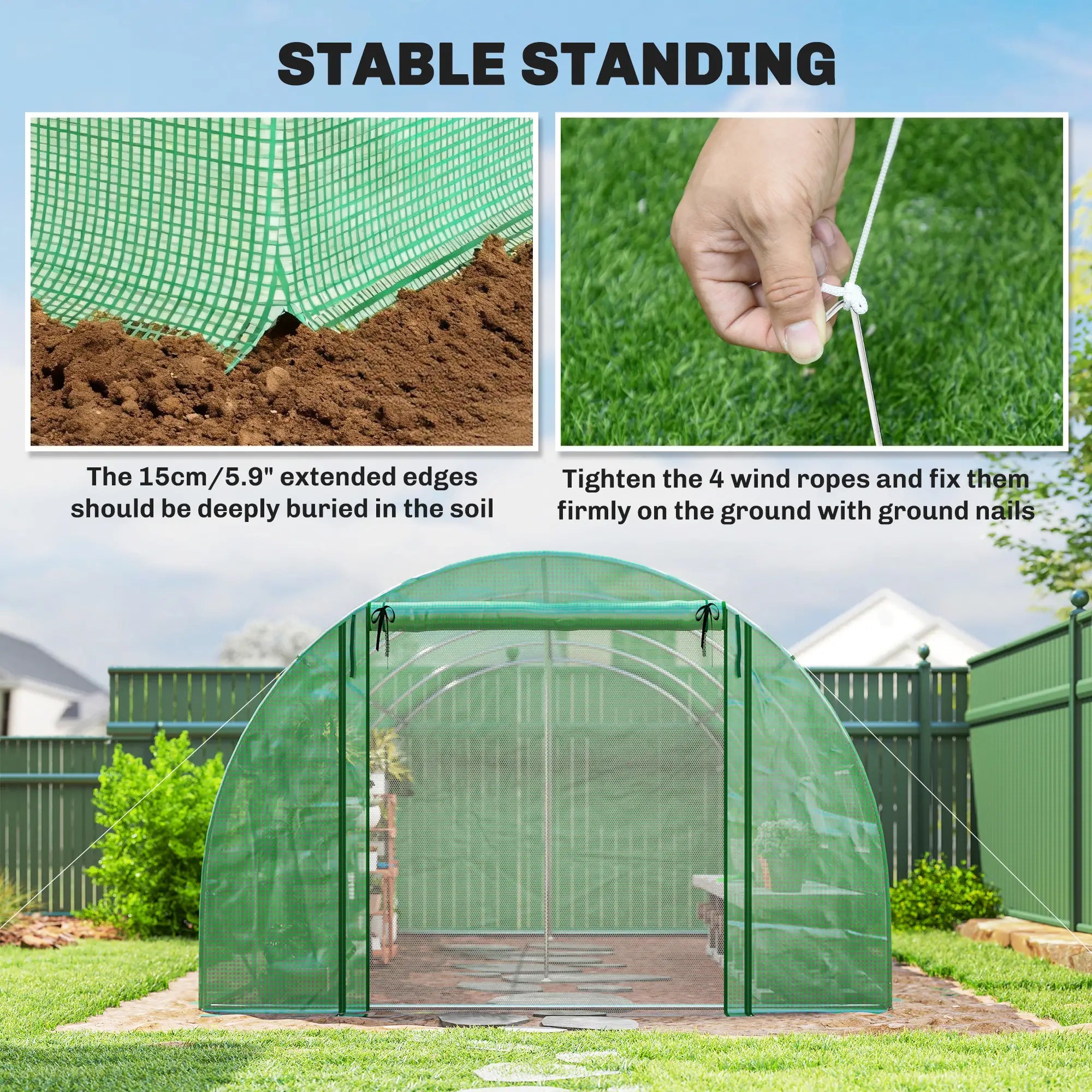 Walk-in Tunnel Greenhouse, 20'x10'x7', PE Cover, Mesh Door, Green Tunnel Greenhouses at Gallery Canada