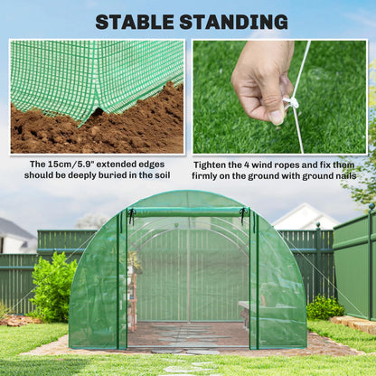 Walk-in Tunnel Greenhouse, 20'x10'x7', PE Cover, Mesh Door, Green Tunnel Greenhouses at Gallery Canada