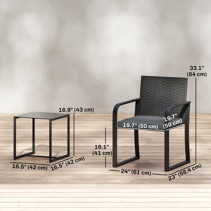 3 Piece Wicker Patio Set, Mesh Seat, Glass Table, Cushions, Grey Patio Furniture Sets at Gallery Canada