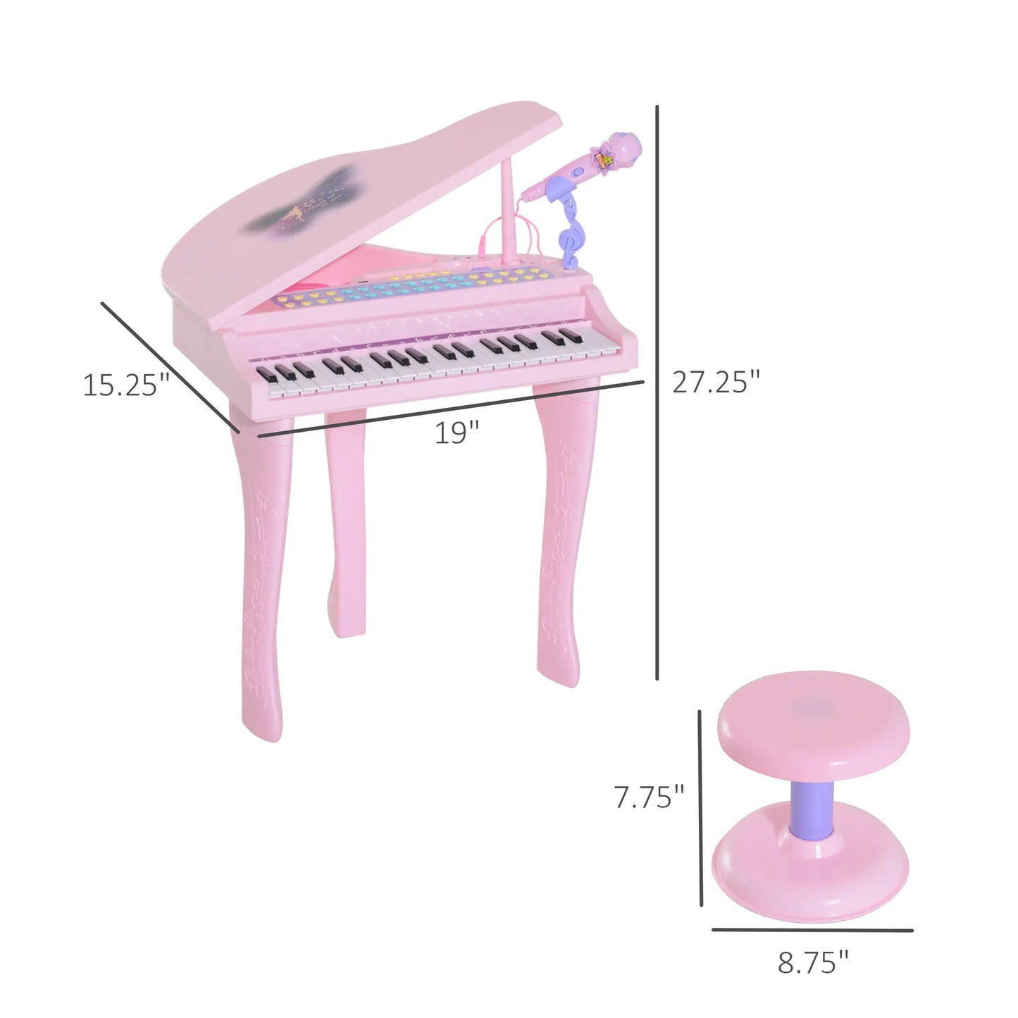 Mini Electronic Piano, 37 Key Keyboard, Kids Toy with Microphone, Pink Electronic Musical Pianos at Gallery Canada