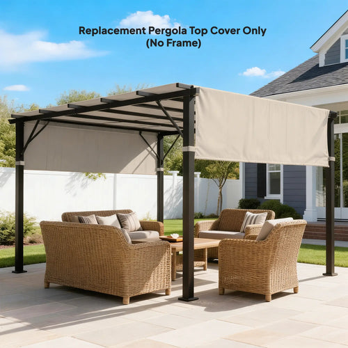 UV Protection Pergola Replacement Canopy, 10' x 11.8', Khaki