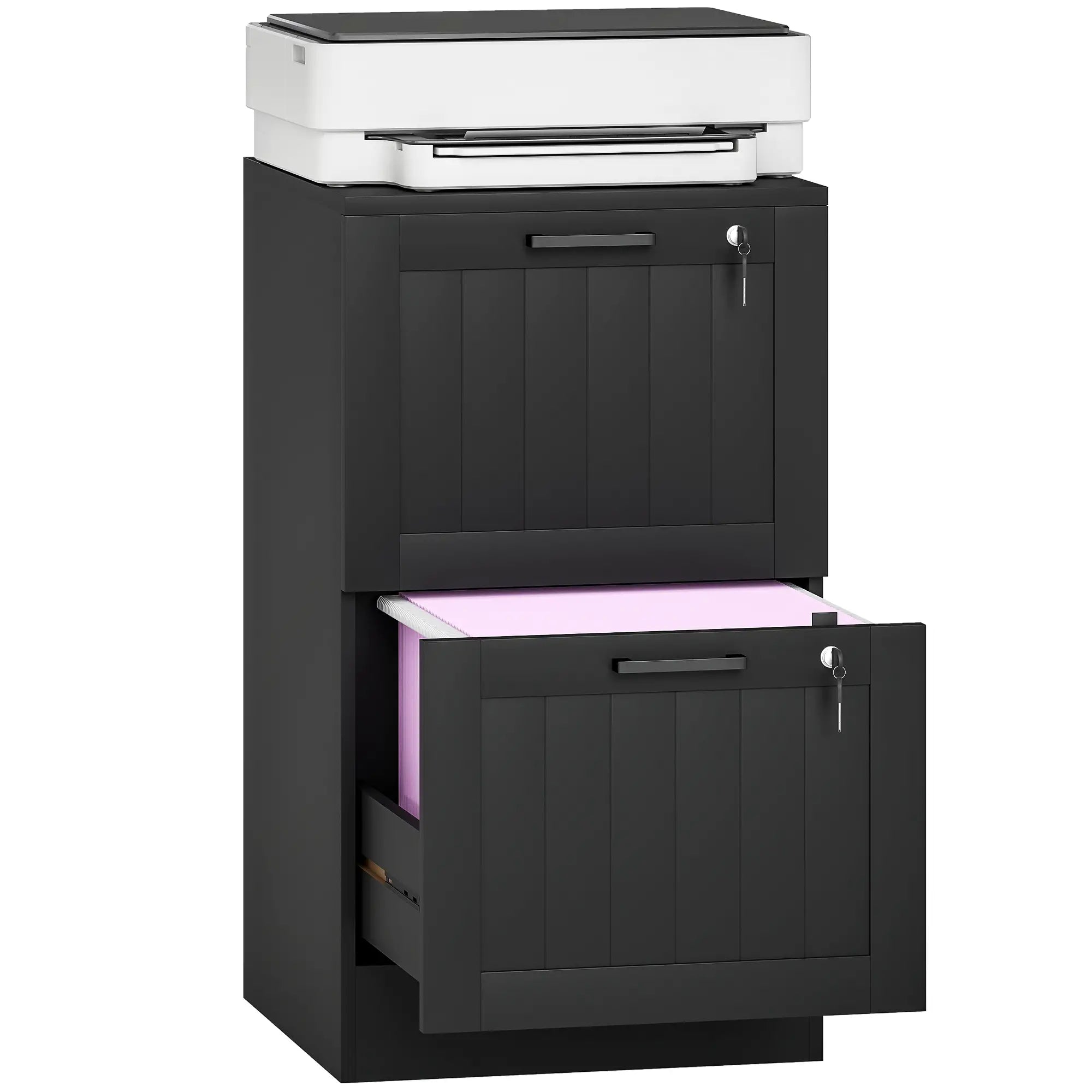 2 Drawer Filing Cabinet with Lock, Office Storage, Black Office Cabinets & Cupboards at Gallery Canada