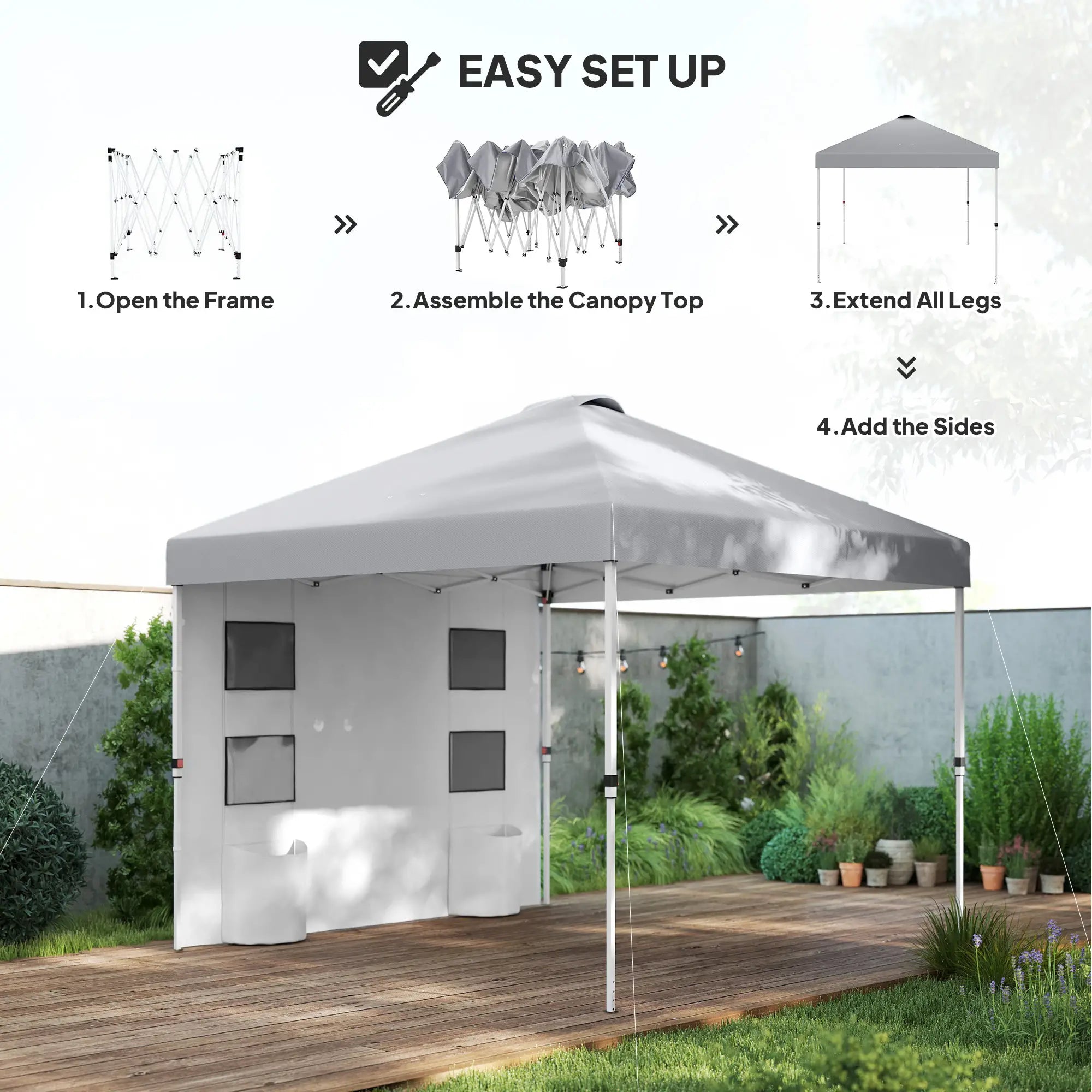 10' x 10' Pop Up Canopy Tent, Adjustable Height, Light Grey Pop Up Canopies at Gallery Canada
