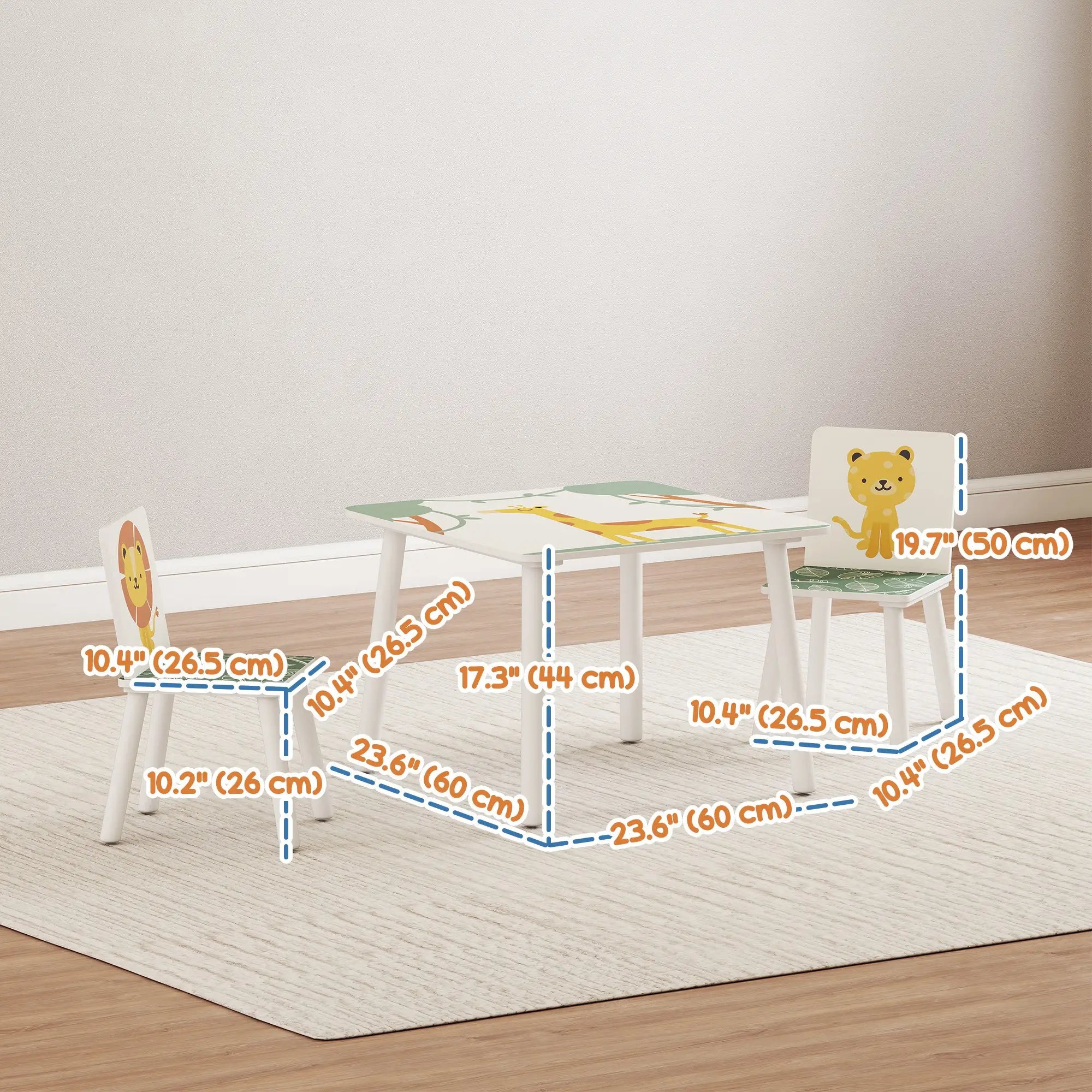 3-Piece Kids Table Chair Set Animal Pattern, Aged 3-8, Green Kids Table Sets at Gallery Canada