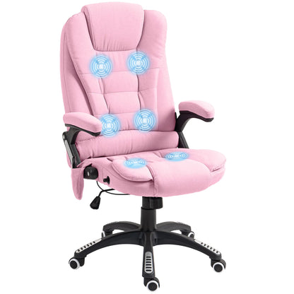 6 Point Vibrating Massage Chair, High Back Executive, Reclining, Swivel Wheels, Pink Massage Chairs at Gallery Canada