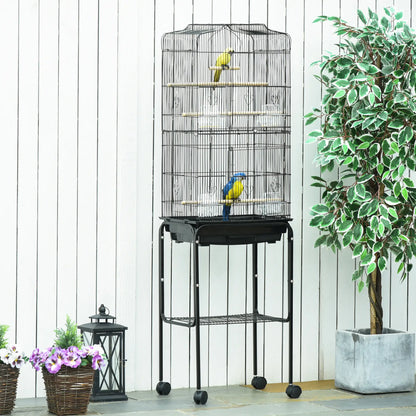 62" Rolling Bird Cage, Cockatoo House, Play Top, Storage Shelf, Wheels, Black Bird Cages at Gallery Canada