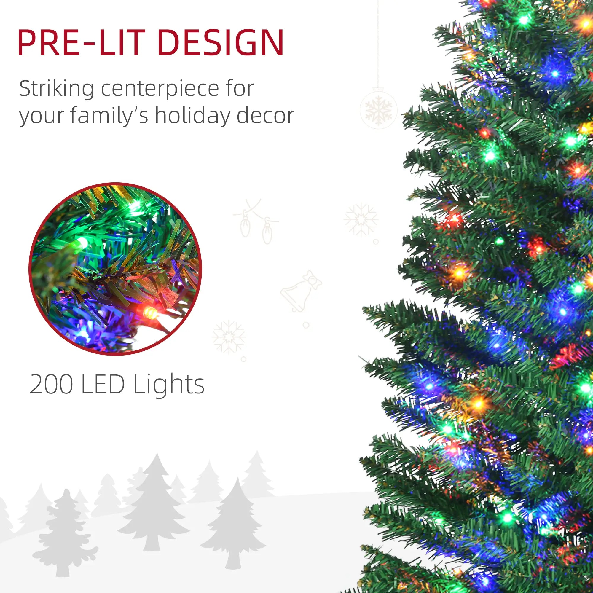 7.5' Artificial Pencil Christmas Tree, LED Lights, Steel Base, Colorful Pencil Christmas Trees at Gallery Canada