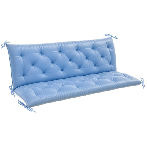 3-Seater Outdoor Bench Swing Cushions, Patio Garden, Light Blue