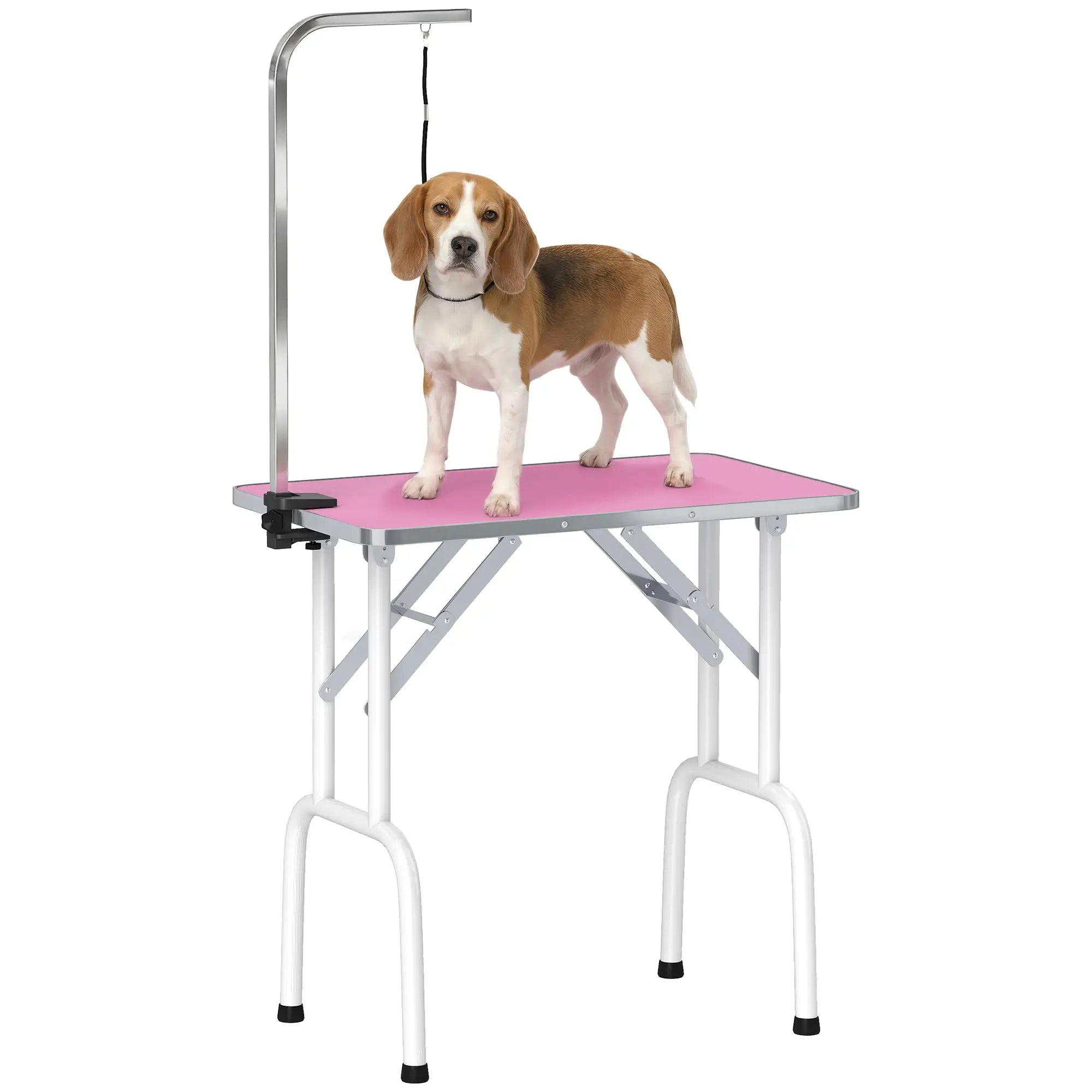 Foldable Pet Grooming Table, Adjustable Arm, Non-Slip, Pink Dog Grooming Tables at Gallery Canada