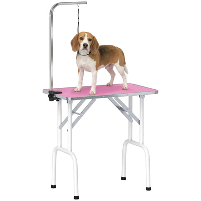 Foldable Pet Grooming Table, Adjustable Arm, Non-Slip, Pink Dog Grooming Tables at Gallery Canada