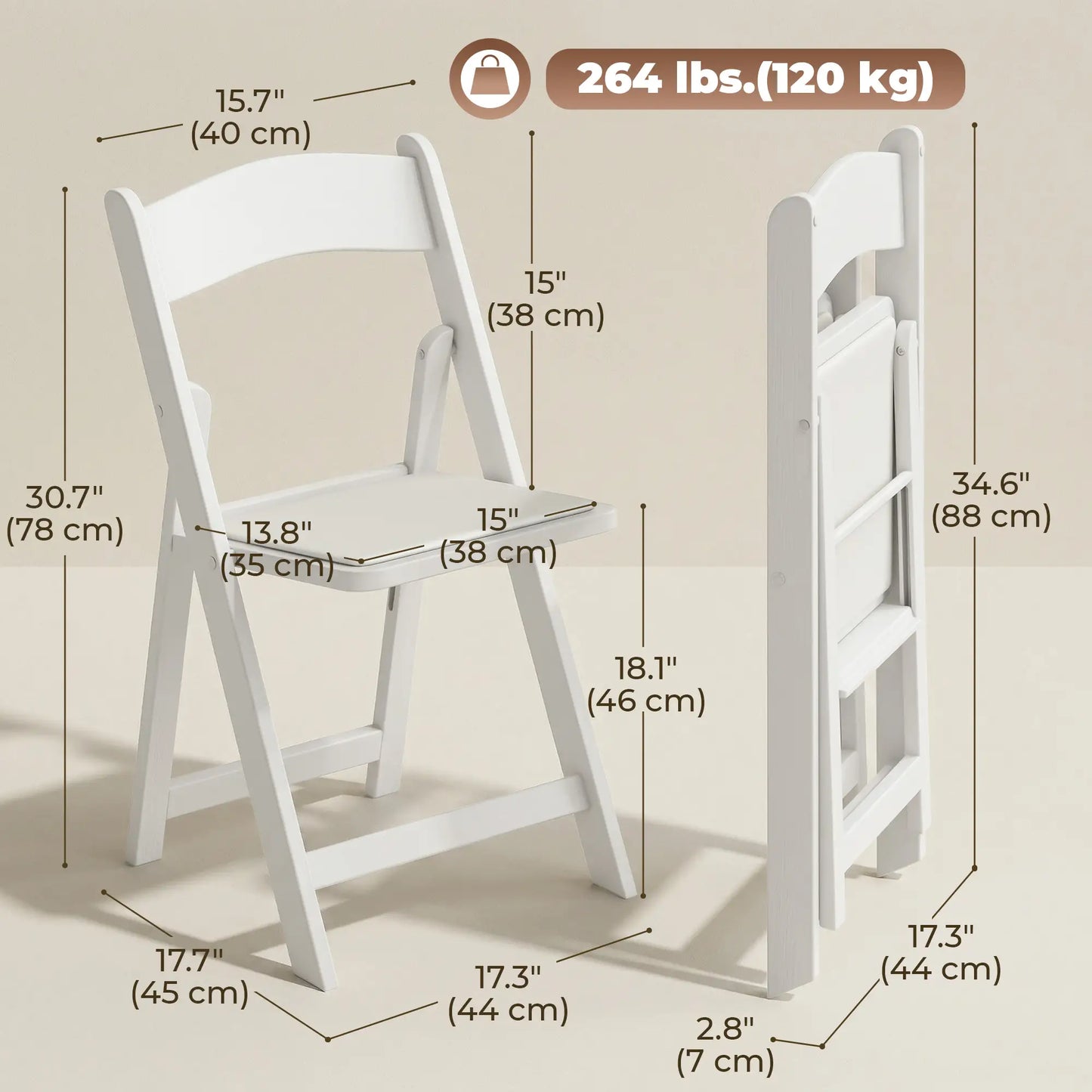 4 Pack Folding Chairs, Foldable Resin Chair with Padded Seat, Portable Indoor Outdoor Seat for Office Events Dining Dining Chairs at Gallery Canada