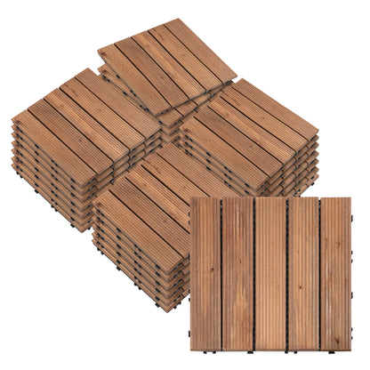 27 Pcs Wood Interlocking Deck Tiles, 12 x 12in, Tools Free Assembly, Brown Deck Tiles at Gallery Canada