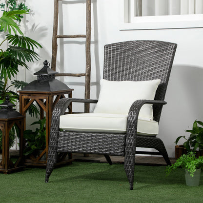 Wicker Adirondack Chair, Outdoor Rattan with Cushions, Cream Patio Chairs at Gallery Canada