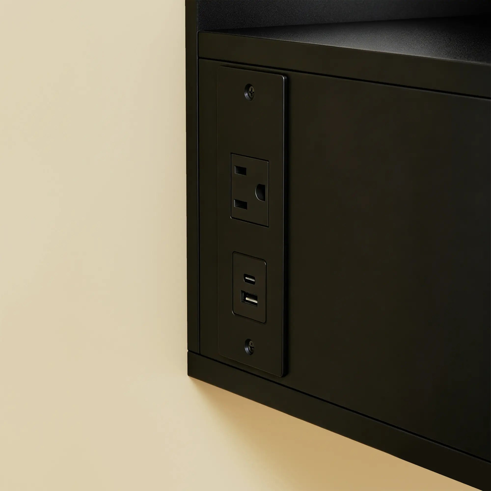 Floating Nightstand Set of 2, Wall Mounted Bedside Table with with Power Outlets, Drawer and Shelf, Black Bedside Tables at Gallery Canada