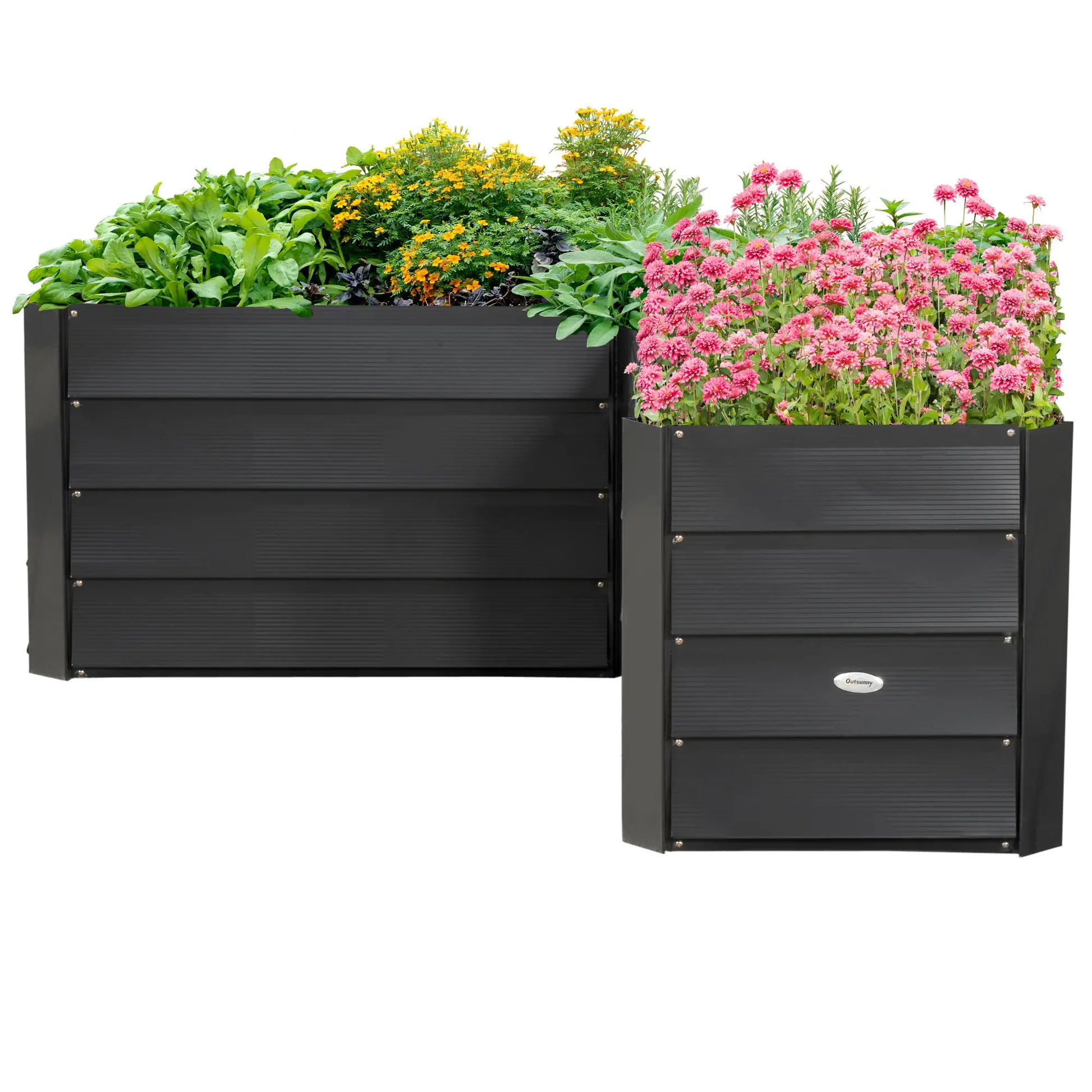 45" x 45" x 17" L-Shaped Galvanized Steel Raised Garden Bed, Dark Grey Raised Garden Beds at Gallery Canada