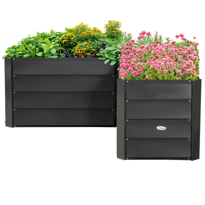 45" x 45" x 17" L-Shaped Galvanized Steel Raised Garden Bed, Dark Grey Raised Garden Beds at Gallery Canada
