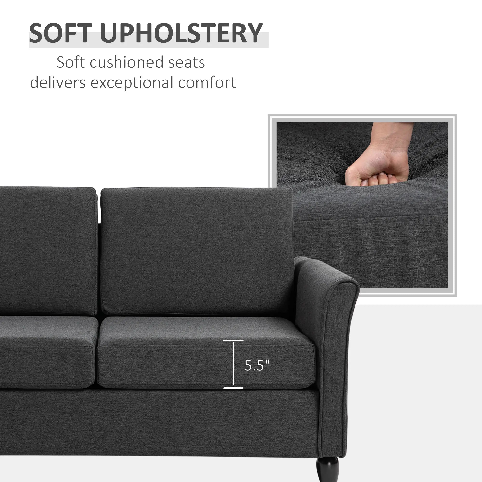 2-Seat Sofa with Armrests, Wood Legs, Dark Grey 2-Seater Sofas at Gallery Canada