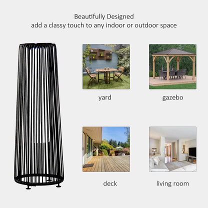 Wicker Solar Floor Lamp, Auto On/Off LED, IP44, Black Solar Post Lamps at Gallery Canada