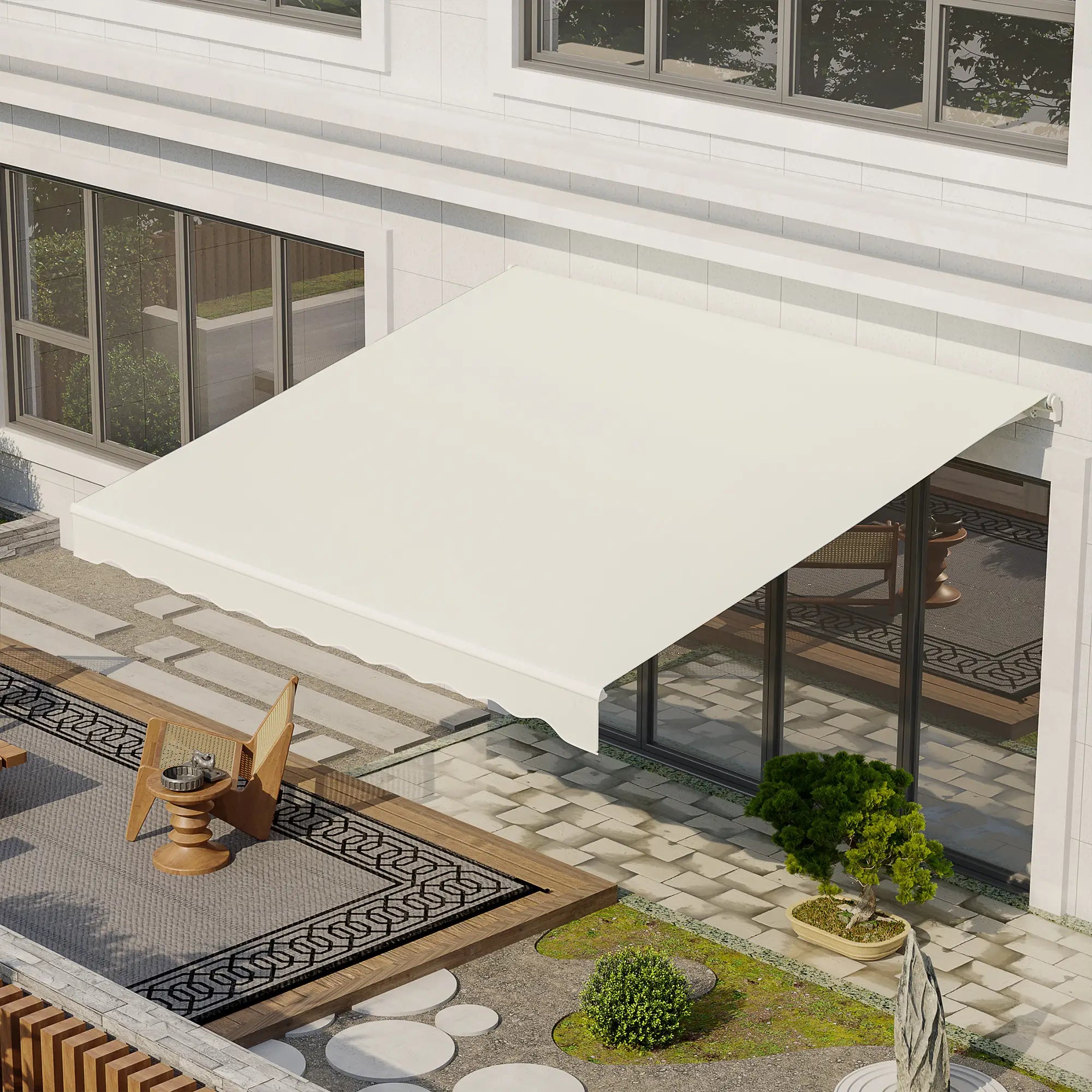 12'x10' Electric Retractable Awning, UV Protection, Cream Deck Awnings at Gallery Canada