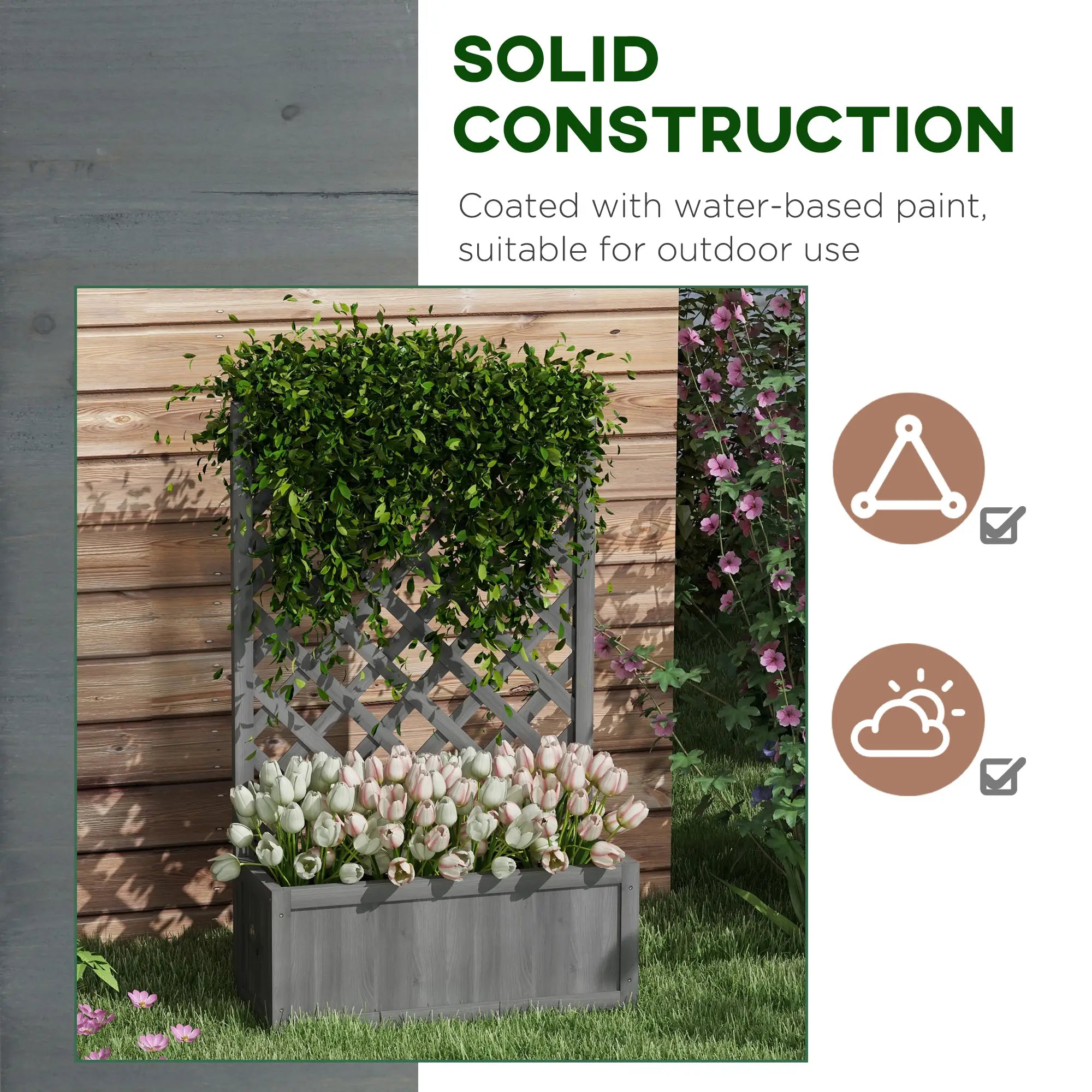 Wood Planter With Trellis, Raised Garden Bed, 28